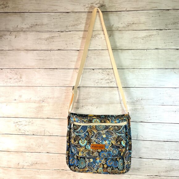 Malirona Canvas Floral Handbag Multi Pockets Women's High Quality Tote Blue - Picture 7 of 16